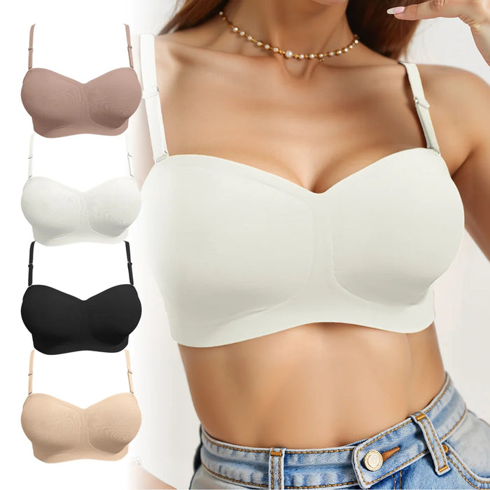 ZERILUNA Sexy Women Wireless Bra Push Up Underwear Solid Color Invisible Seamless Brassiere - Black S - 7