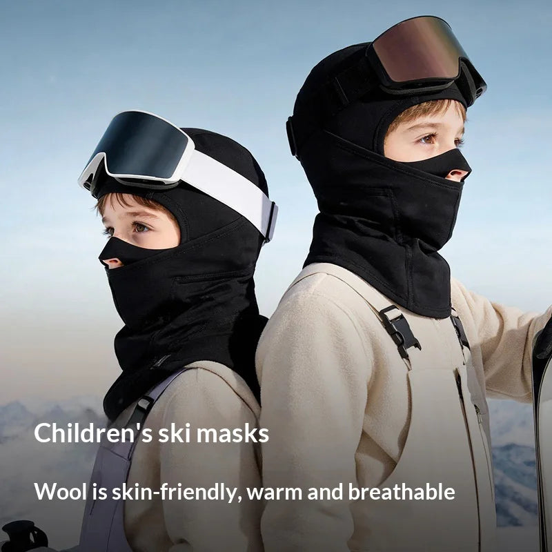 DRTJ05 Winter Ski Face Mask for Kids Waterproof Windproof Cycling Balaclava for Outdoor Sports - Black - 2