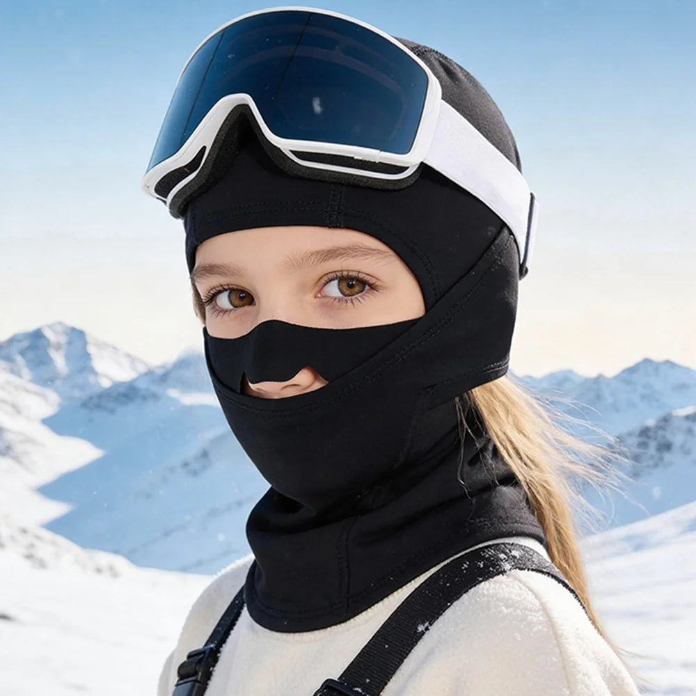 DRTJ05 Winter Ski Face Mask for Kids Waterproof Windproof Cycling Balaclava for Outdoor Sports - Black - 5