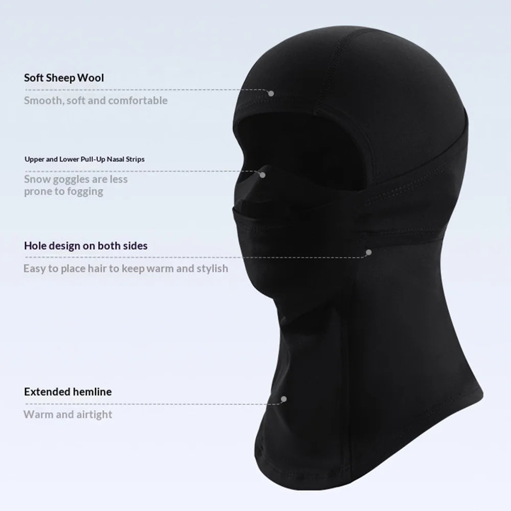 DRTJ05 Winter Ski Face Mask for Kids Waterproof Windproof Cycling Balaclava for Outdoor Sports - Black - 6