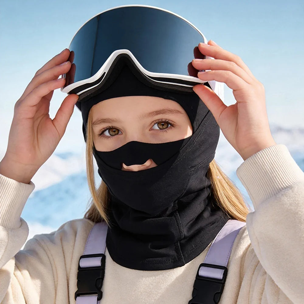 DRTJ05 Winter Ski Face Mask for Kids Waterproof Windproof Cycling Balaclava for Outdoor Sports - Black - 7