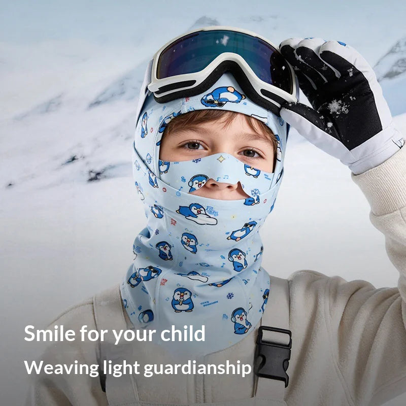 DRTJ04 For Kids Winter Ski Face Mask Fleece Lined Full Coverage Windproof Cycling Balaclava - Black/S - 4