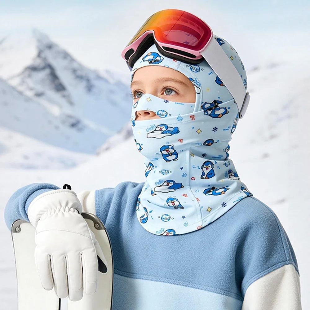 DRTJ04 For Kids Winter Ski Face Mask Fleece Lined Full Coverage Windproof Cycling Balaclava - Black/S - 5