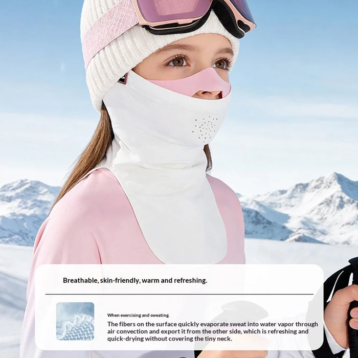 DRTJ03 Kids Ski Face Mask Winter Outdoor Windproof Balaclava with Head Strap for Boys Girls - White - 2