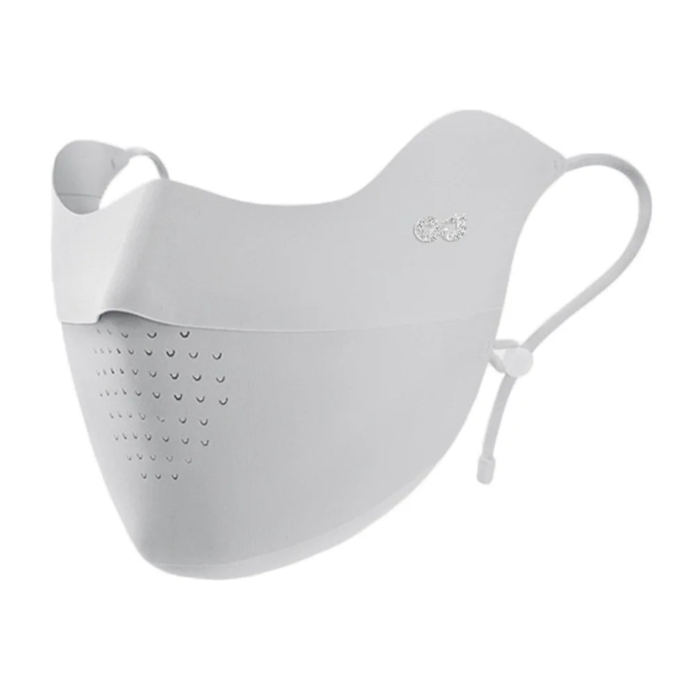 GOLOVEJOY XKZ72 UPF50+ Sun Protection Face Mask Summer Cooling Ice Silk Breathable Face Shield for Men Women - Light Gray - 1