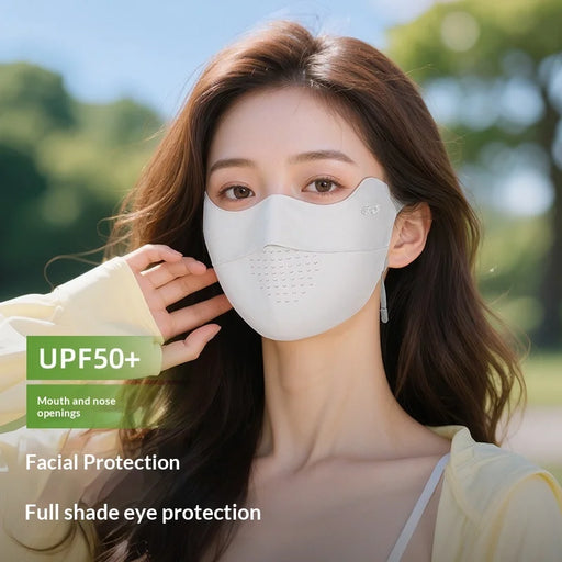 GOLOVEJOY XKZ72 UPF50+ Sun Protection Face Mask Summer Cooling Ice Silk Breathable Face Shield for Men Women - Light Gray - 2