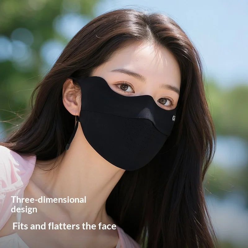 GOLOVEJOY XKZ72 UPF50+ Sun Protection Face Mask Summer Cooling Ice Silk Breathable Face Shield for Men Women - Light Gray - 4