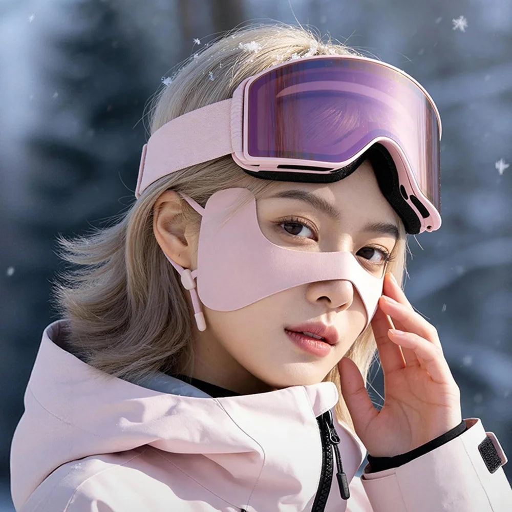 DTJ61 Butterfly Shape Ski Face Mask Fleece Lined Outdoor Windproof Cycling Mask for Men Women - Black - 7