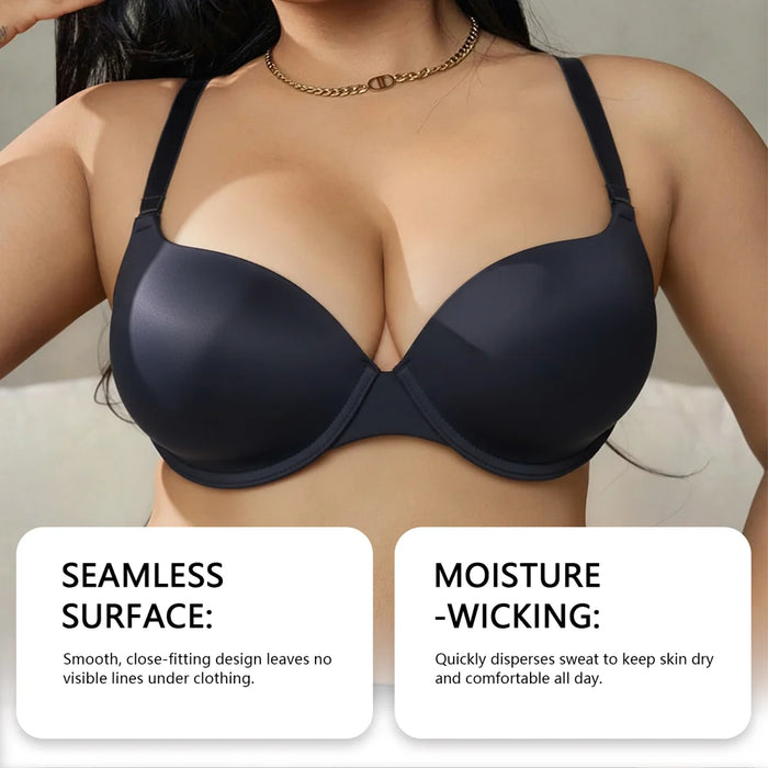 ZERILUNA Women Sexy Push Up Bra 3D Lift Support Moisture Wicking Seamless Wireless Brassiere - Black 85D - 4