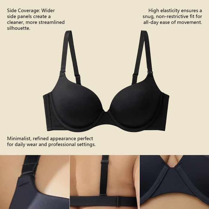 ZERILUNA Women Sexy Push Up Bra 3D Lift Support Moisture Wicking Seamless Wireless Brassiere - Black 85D - 5