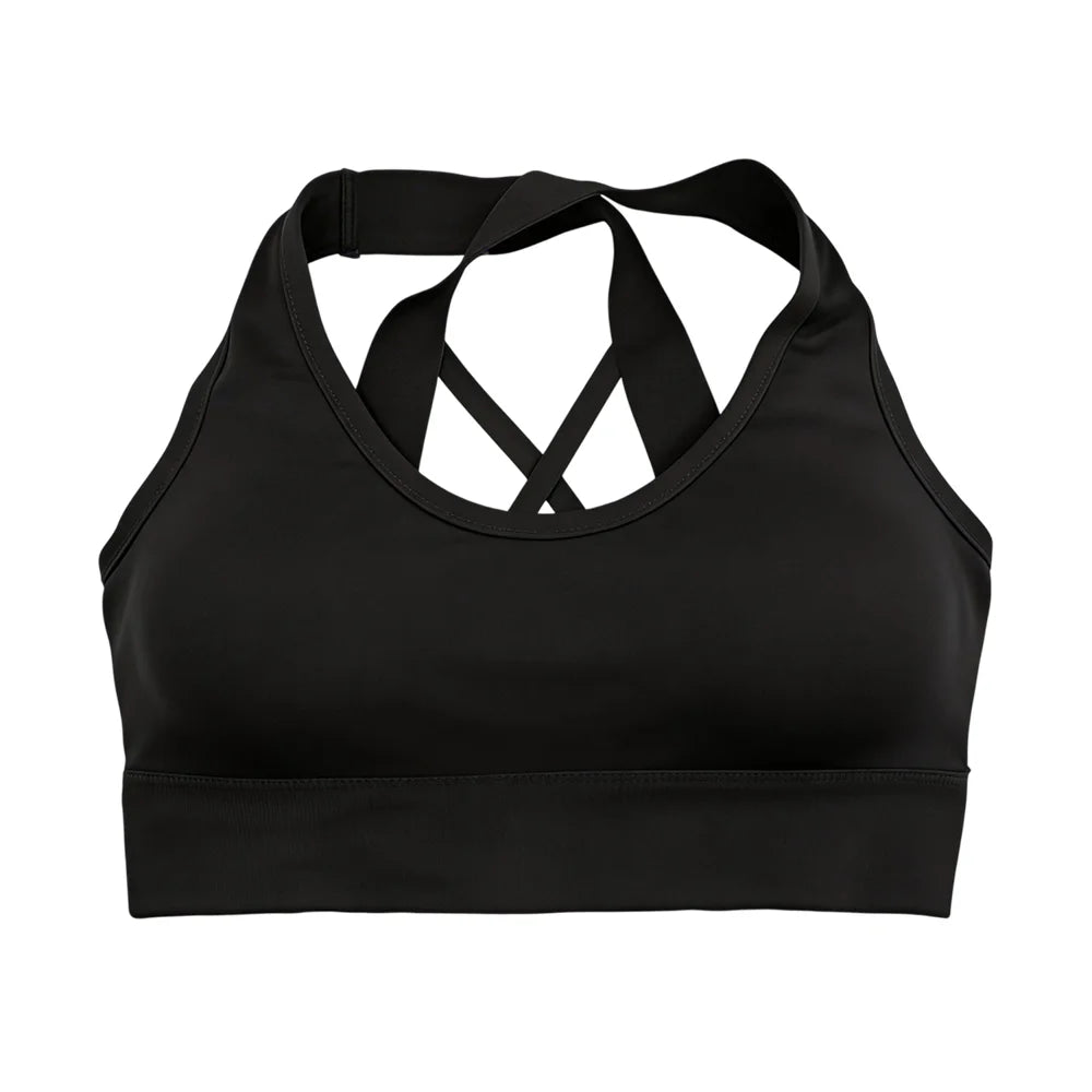 ZERILUNA Women Breathable Cross Back Sports Bra Quick Dry Workout Bra for Running Yoga Fitness - Black S - 1