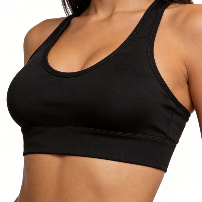 ZERILUNA Women Breathable Cross Back Sports Bra Quick Dry Workout Bra for Running Yoga Fitness - Black S - 3