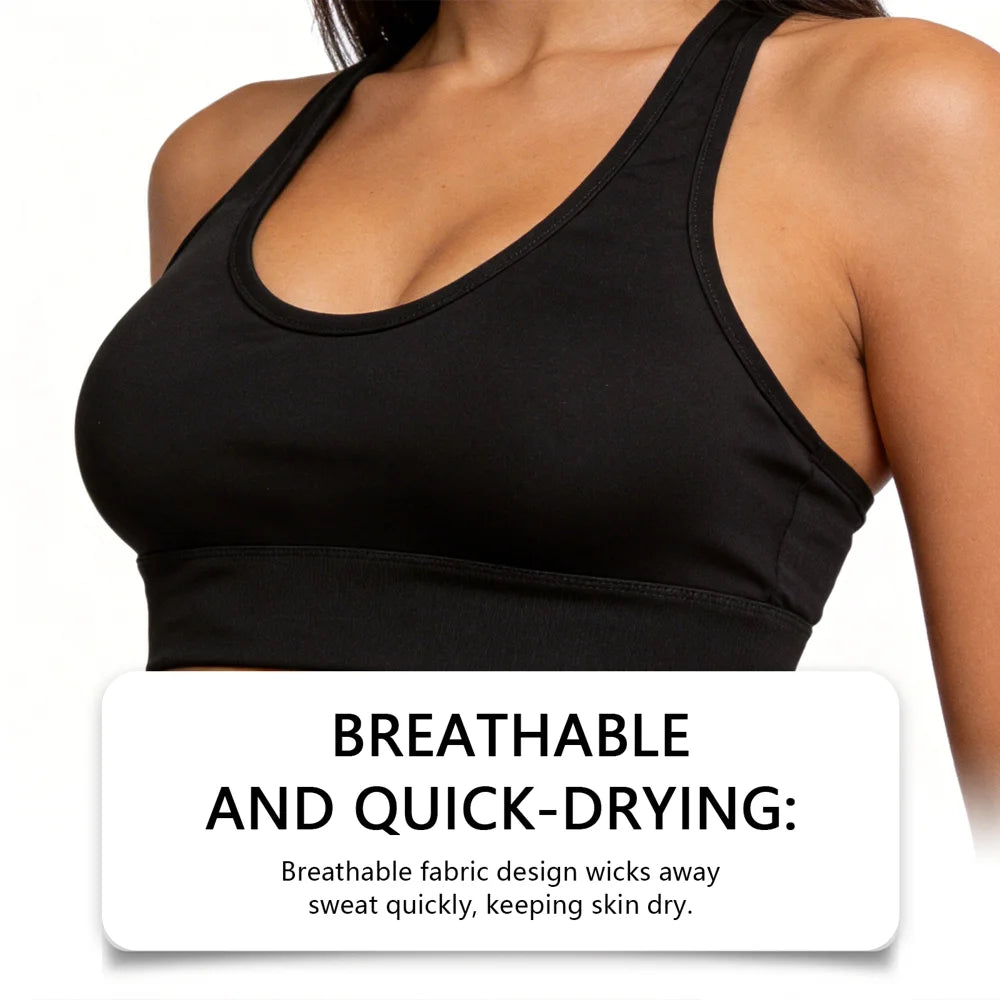 ZERILUNA Women Breathable Cross Back Sports Bra Quick Dry Workout Bra for Running Yoga Fitness - Black S - 5
