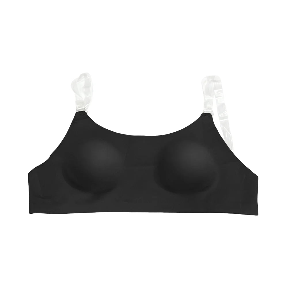 ZERILUNA Women Invisible Bra with Transparent Straps Seamless Backless Bralette for Deep V Backless Dress - Black S - 1
