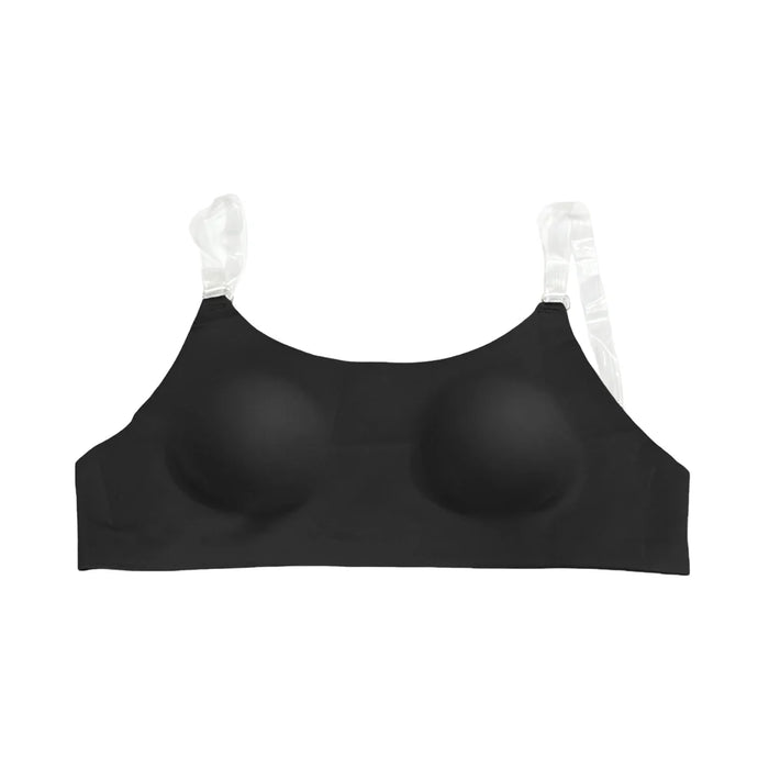 ZERILUNA Women Invisible Bra with Transparent Straps Seamless Backless Bralette for Deep V Backless Dress - Black S - 1
