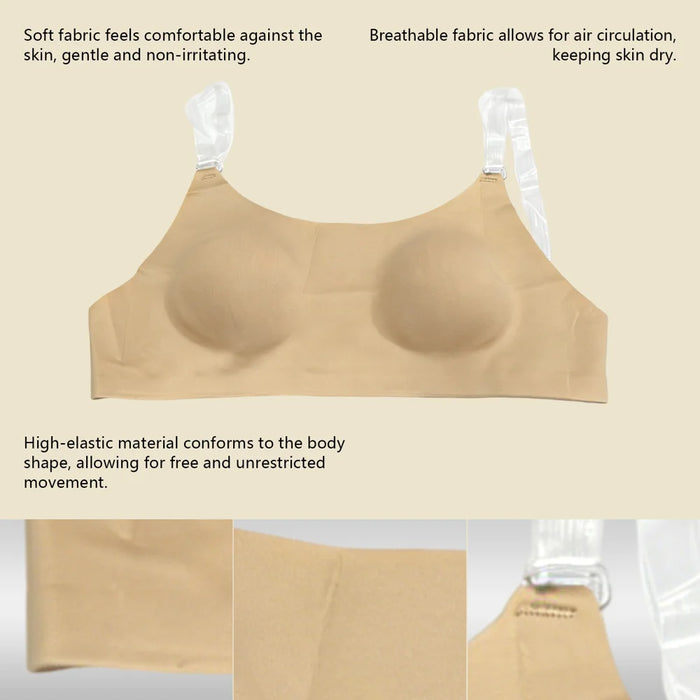 ZERILUNA Women Invisible Bra with Transparent Straps Seamless Backless Bralette for Deep V Backless Dress - Black S - 6