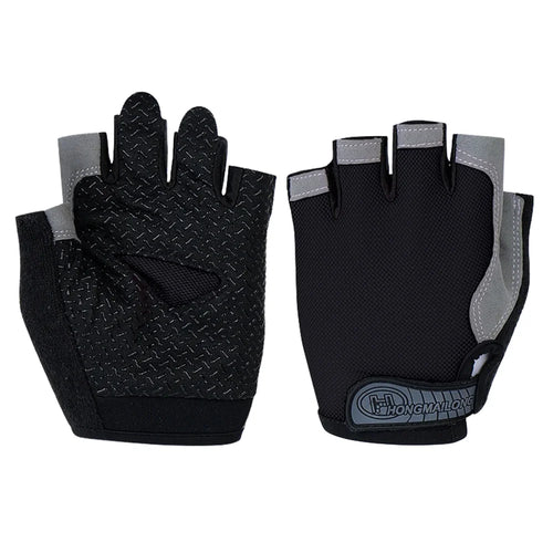 Summer Breathable Road Cycling Gloves Anti-Slip Half Finger Sports Gloves for Men Women - Black/L - 1