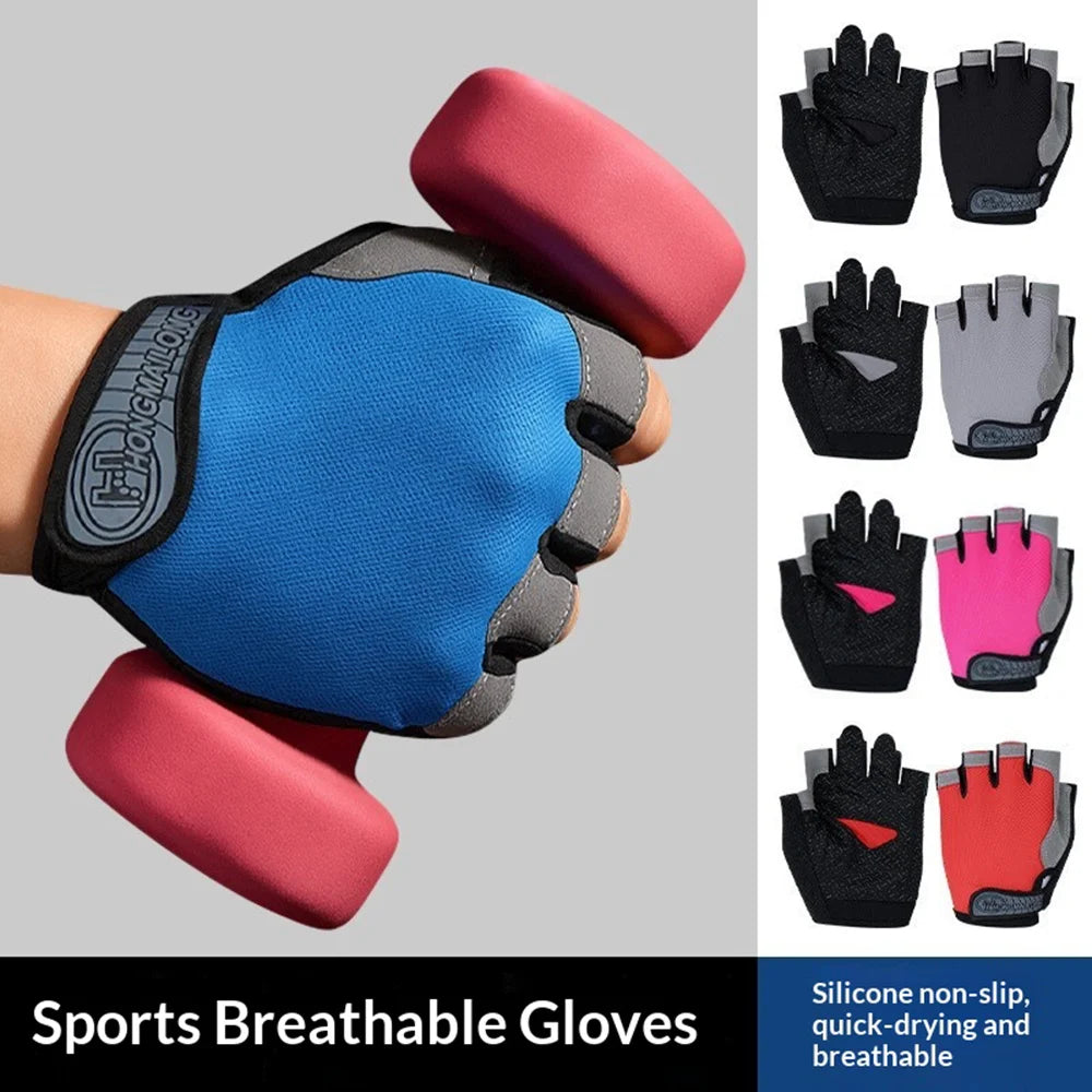 Summer Breathable Road Cycling Gloves Anti-Slip Half Finger Sports Gloves for Men Women - Black/L - 4