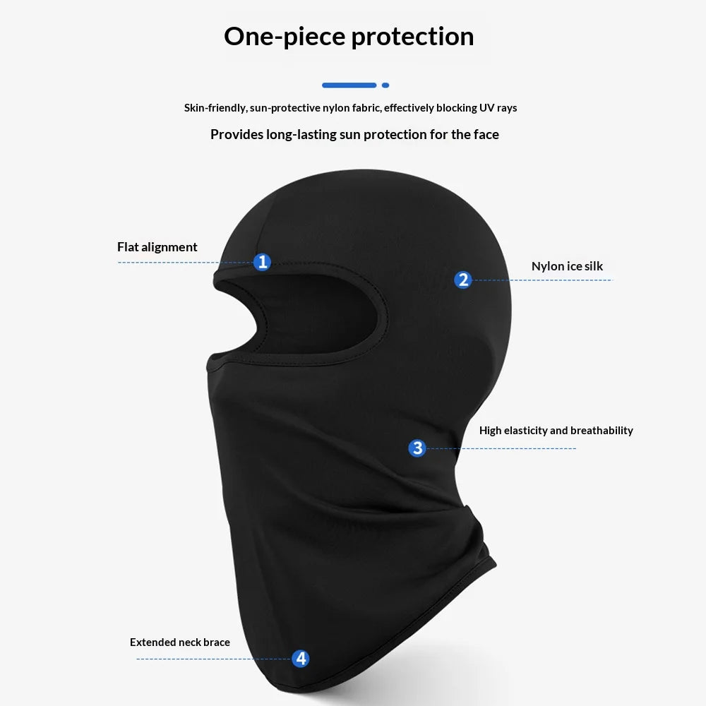 Kids Balaclava Face Mask Full Coverage UPF 50+ Sun Protection Ice Silk Head Cover for Outdoor Sports - Black - 3