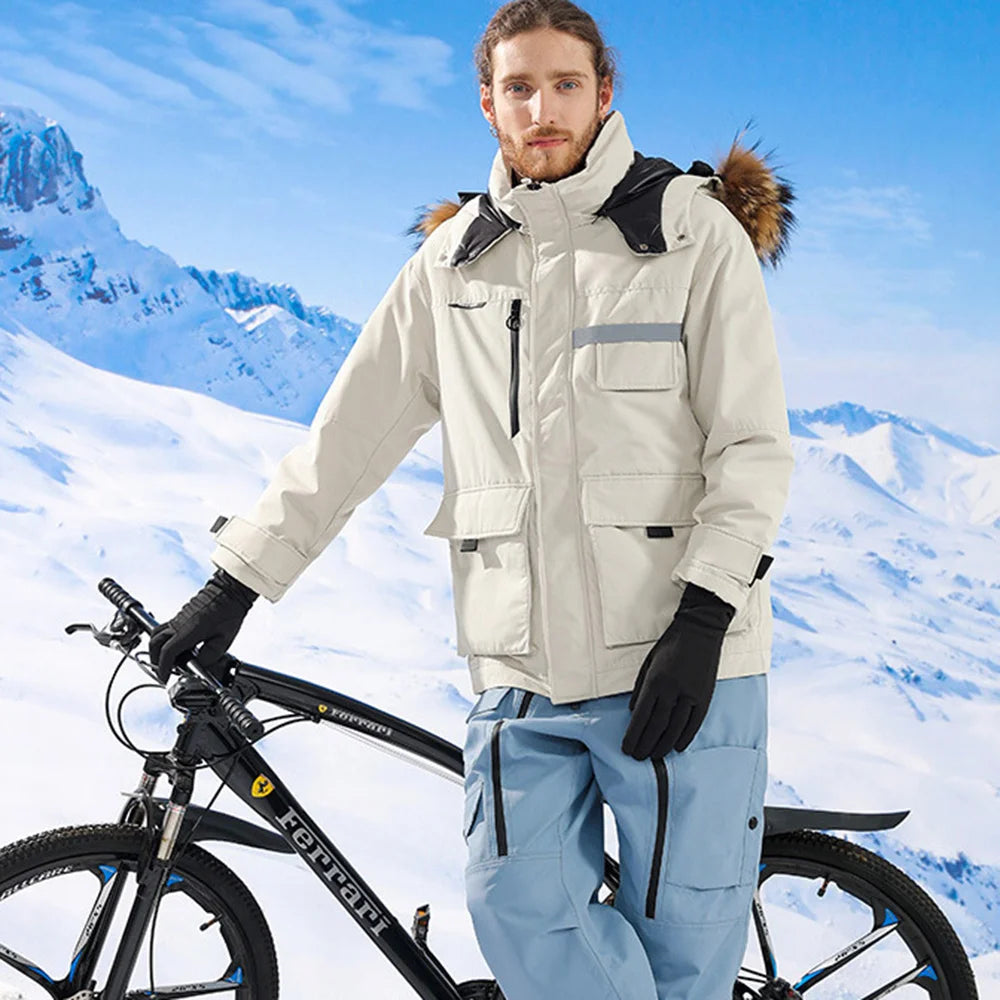 GOLOVEJOY DB72 Winter Ski Gloves for Men Women Outdoor Cycling Flip-Top Touchscreen Gloves - Black/M - 6