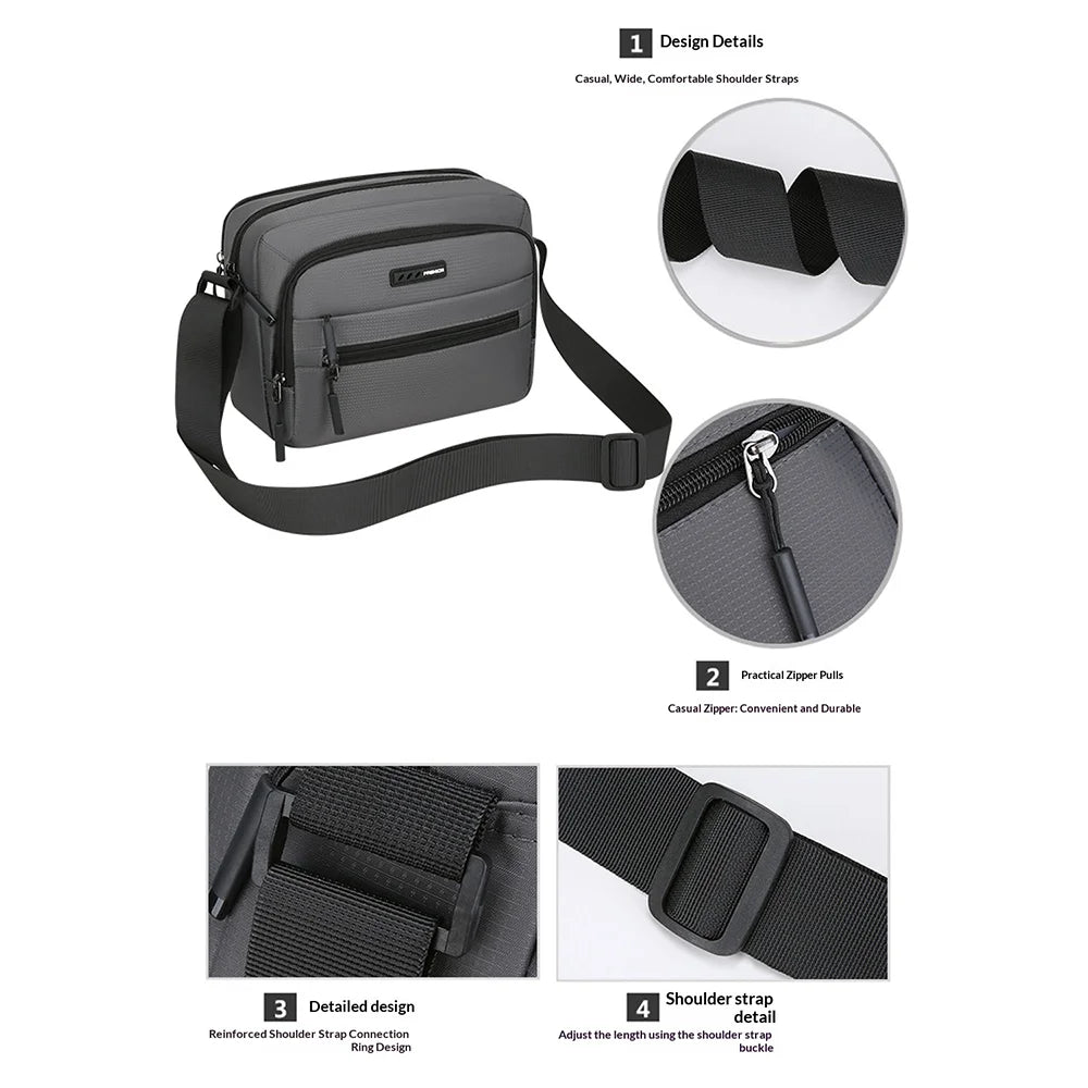 WEIXIER WD9001 Men Shoulder Bag Waterproof Oxford Fabric Lightweight Crossbody Bag for Travel - Black - 3