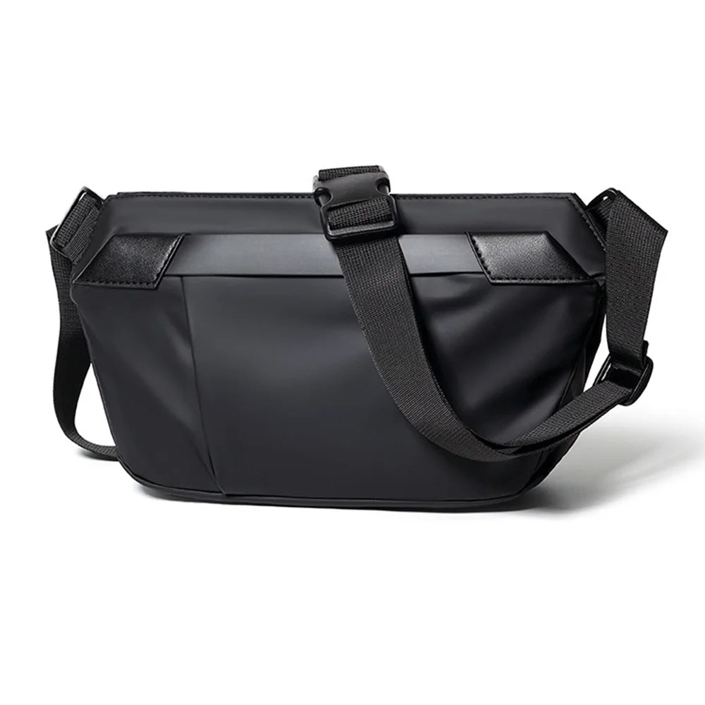 WEIXIER WD956 Men Sling Bag Waterproof Crossbody Shoulder Bag PU Leather Messenger Bag for Cycling Commute Sports - Black - 1