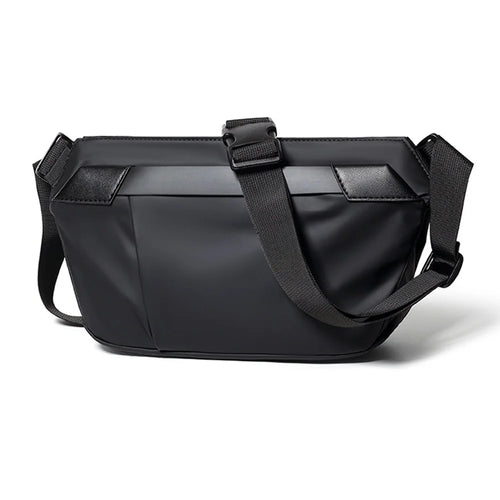 WEIXIER WD956 Men Sling Bag Waterproof Crossbody Shoulder Bag PU Leather Messenger Bag for Cycling Commute Sports - Black - 1