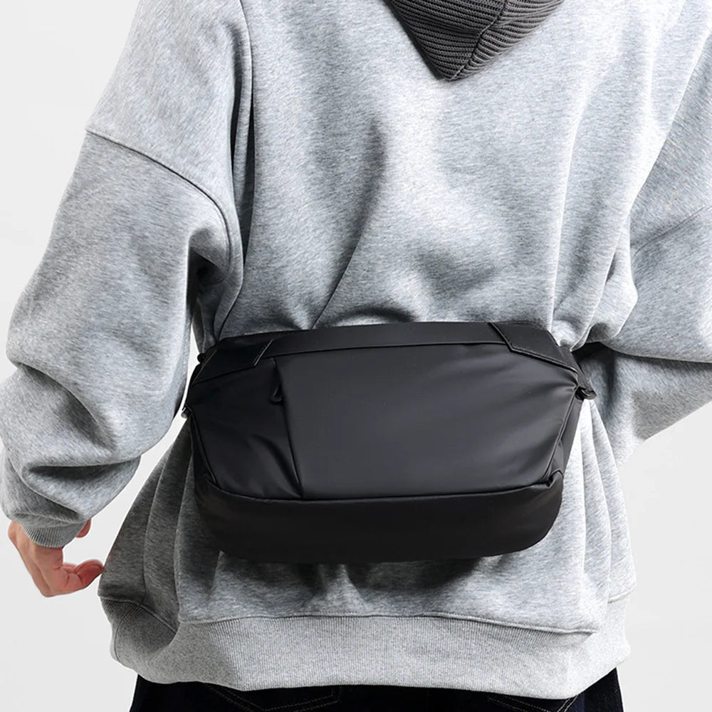 WEIXIER WD956 Men Sling Bag Waterproof Crossbody Shoulder Bag PU Leather Messenger Bag for Cycling Commute Sports - Black - 3