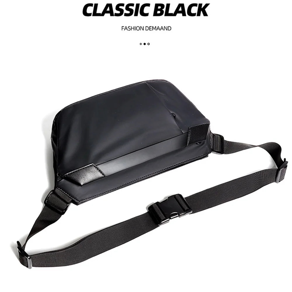 WEIXIER WD956 Men Sling Bag Waterproof Crossbody Shoulder Bag PU Leather Messenger Bag for Cycling Commute Sports - Black - 6
