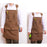 Multi-Pocket Heavy Duty Canvas Work Apron with Cross Back Straps for Woodworking BBQ Outdoor - Light Brown - 3