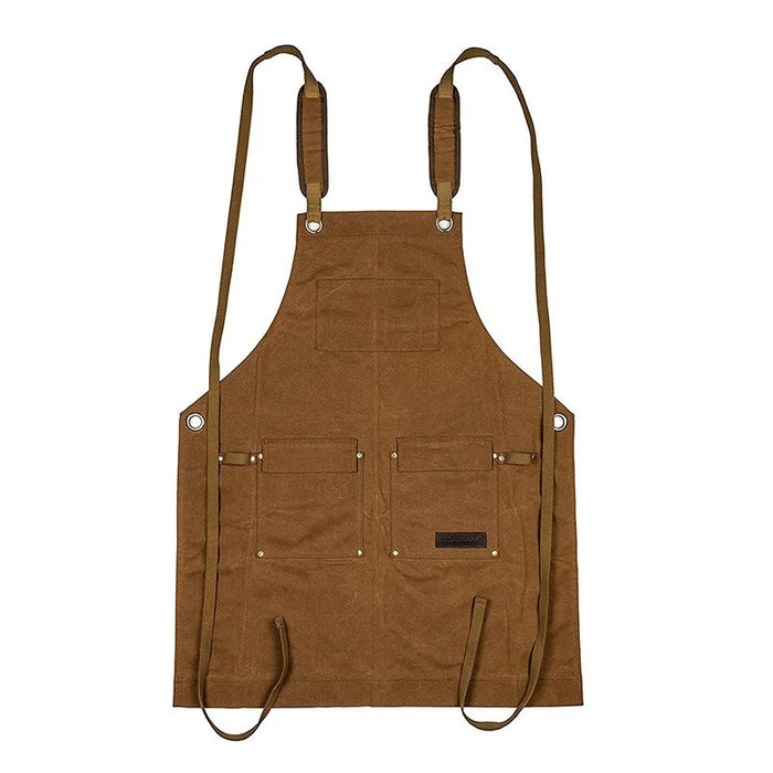 Heavy Duty Canvas Work Apron with 6 Pockets for Woodworking Electrician Mechanic - Camel - 2