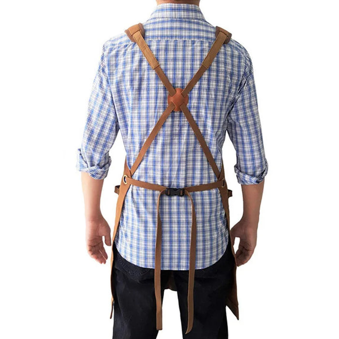 Heavy Duty Canvas Work Apron with 6 Pockets for Woodworking Electrician Mechanic - Camel - 3