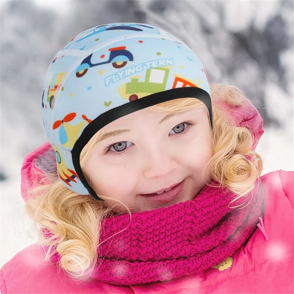 FLYINGTERN Winter Warm Kids Head Cap Soft Breathable Head Ears Protection Children Hat - Blue / Yellow - 2