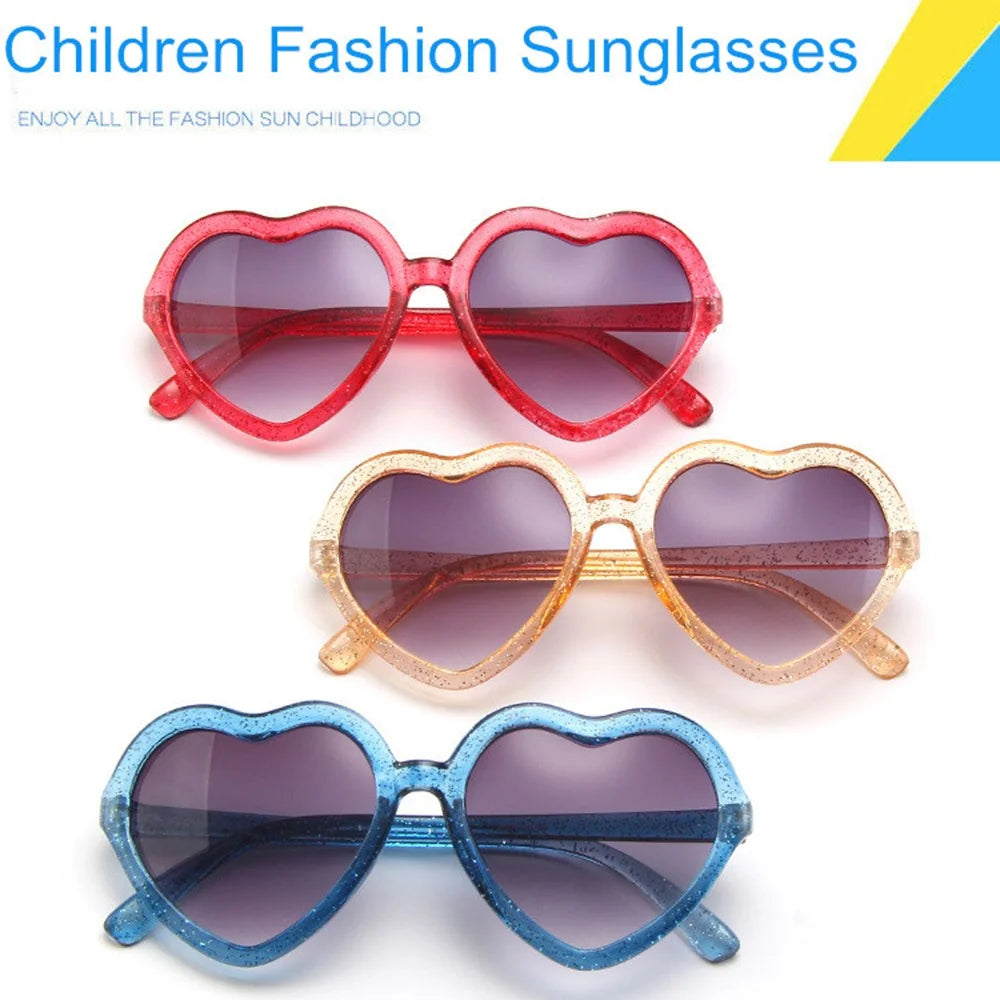 Kids Sunglasses Cute Heart Shaped Glasses Eyewear for Children Girls Boys Baby Age 3-10 Years - Black - 3
