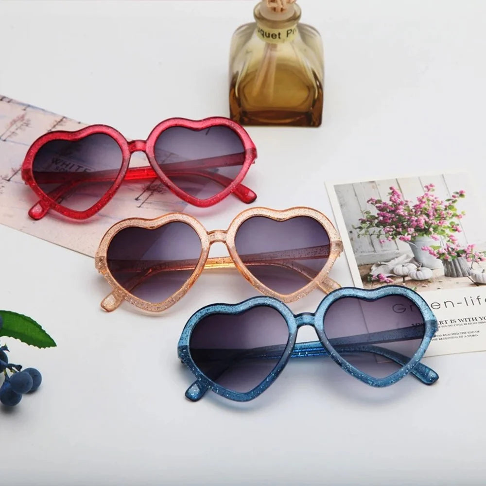 Kids Sunglasses Cute Heart Shaped Glasses Eyewear for Children Girls Boys Baby Age 3-10 Years - Black - 4