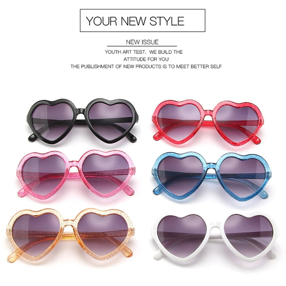 Kids Sunglasses Cute Heart Shaped Glasses Eyewear for Children Girls Boys Baby Age 3-10 Years - Black - 5