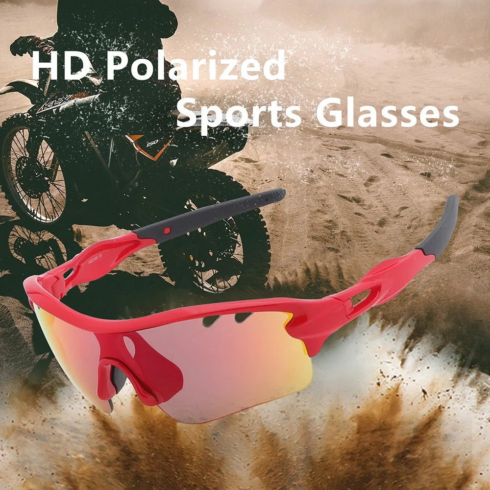 3-10 Years Kids Sports Polarized Sunglasses Cool Cycling UV Protection Sun Glasses with 3 Interchangeable Lenses - Black / Red - 2