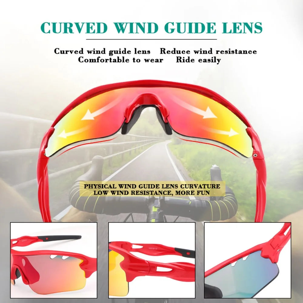 3-10 Years Kids Sports Polarized Sunglasses Cool Cycling UV Protection Sun Glasses with 3 Interchangeable Lenses - Black / Red - 5