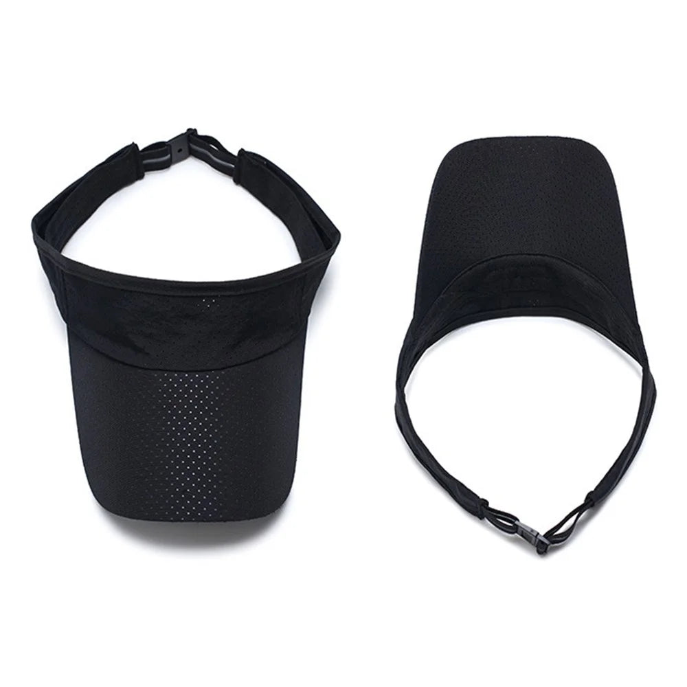 Sun Visor Hat Wide Brim Summer Sun UV Protection Beach Sport Cap Golf Tennis Quick-Drying Hat - Black - 5
