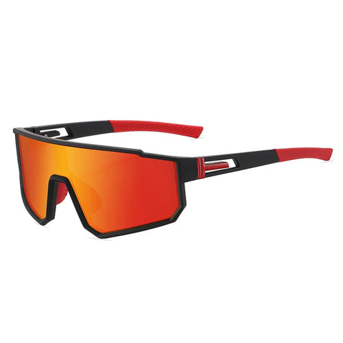 3058 Outdoor Sports PC Sunglasses Fashion Lightweight Polarized Sunglasses - Black / Orange Red - 1
