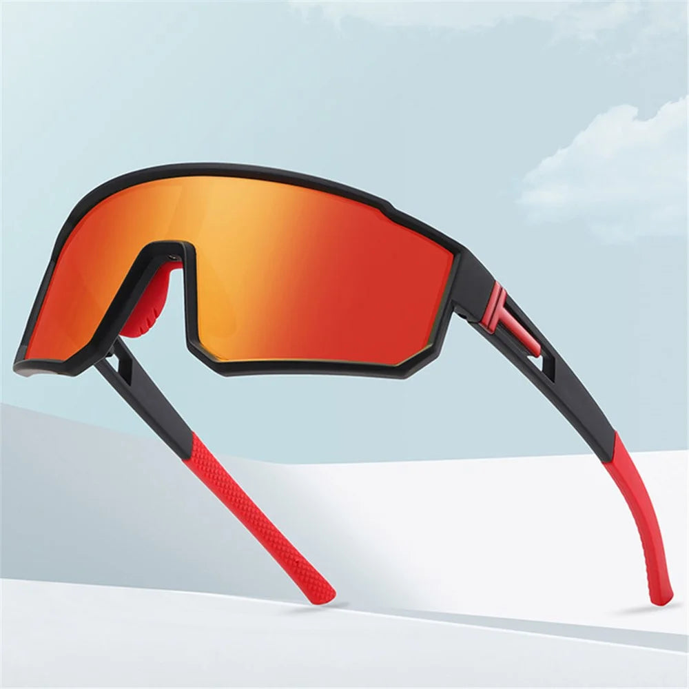 3058 Outdoor Sports PC Sunglasses Fashion Lightweight Polarized Sunglasses - Black / Orange Red - 3