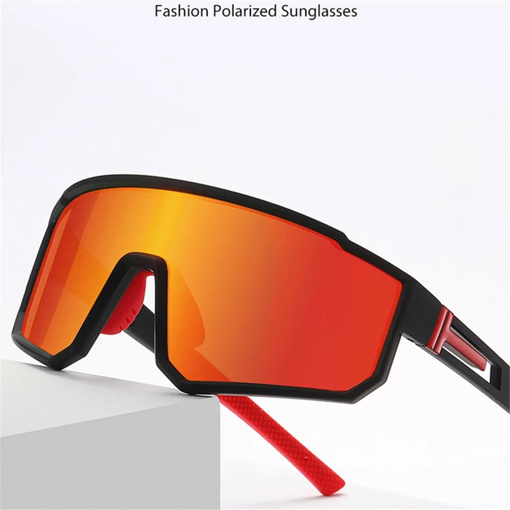 3058 Outdoor Sports PC Sunglasses Fashion Lightweight Polarized Sunglasses - Black / Orange Red - 4