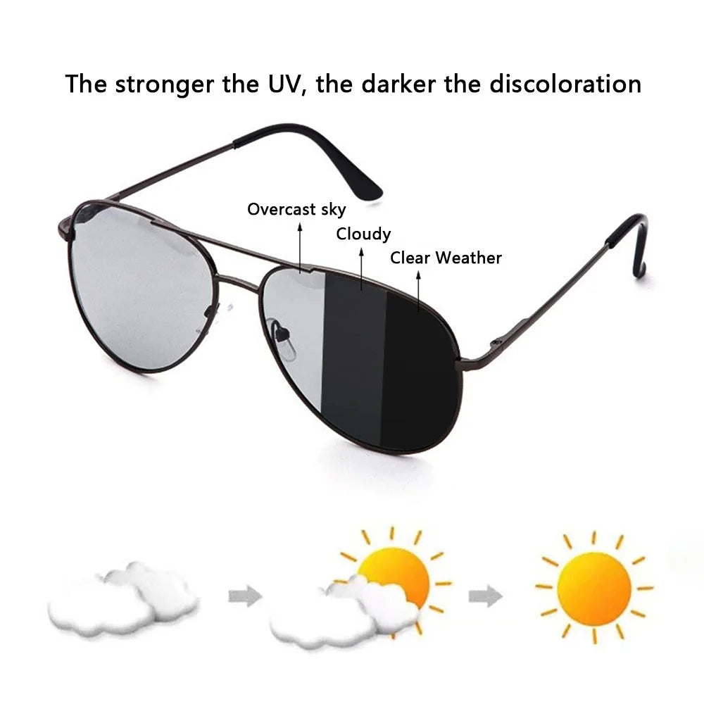 Photochromic Driving Glasses UV Protection Outdoor Sunglasses Eyewear - Black Frame, Photochromism - 3