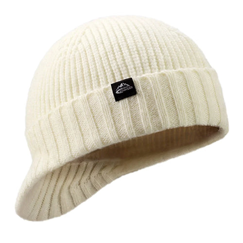 GOLOVEJOY DMZ94 Women Winter Short Brim Warm Cap Windproof Knitted Duckbill Hat - Beige - 1