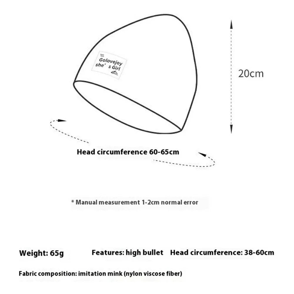 GOLOVEJOY DMZ97 Women's Faux Mink Fur Winter Knited Hat Windproof Warm Ear Protection Cap with High Elasity One Size - White - 4