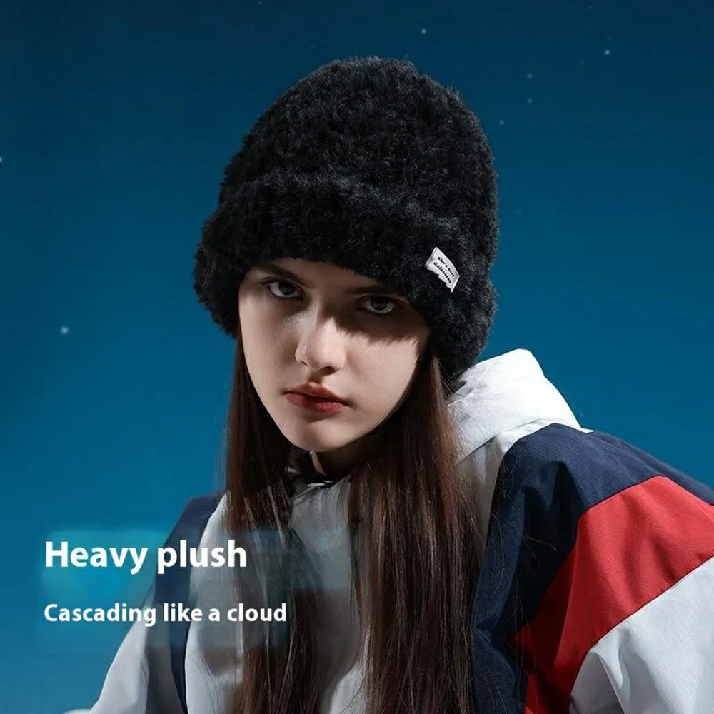 GOLOVEJOY DMZ95 Winter Outdoor Skiing Plush Windproof Hat Women Thicken Warm Cap - Black - 2