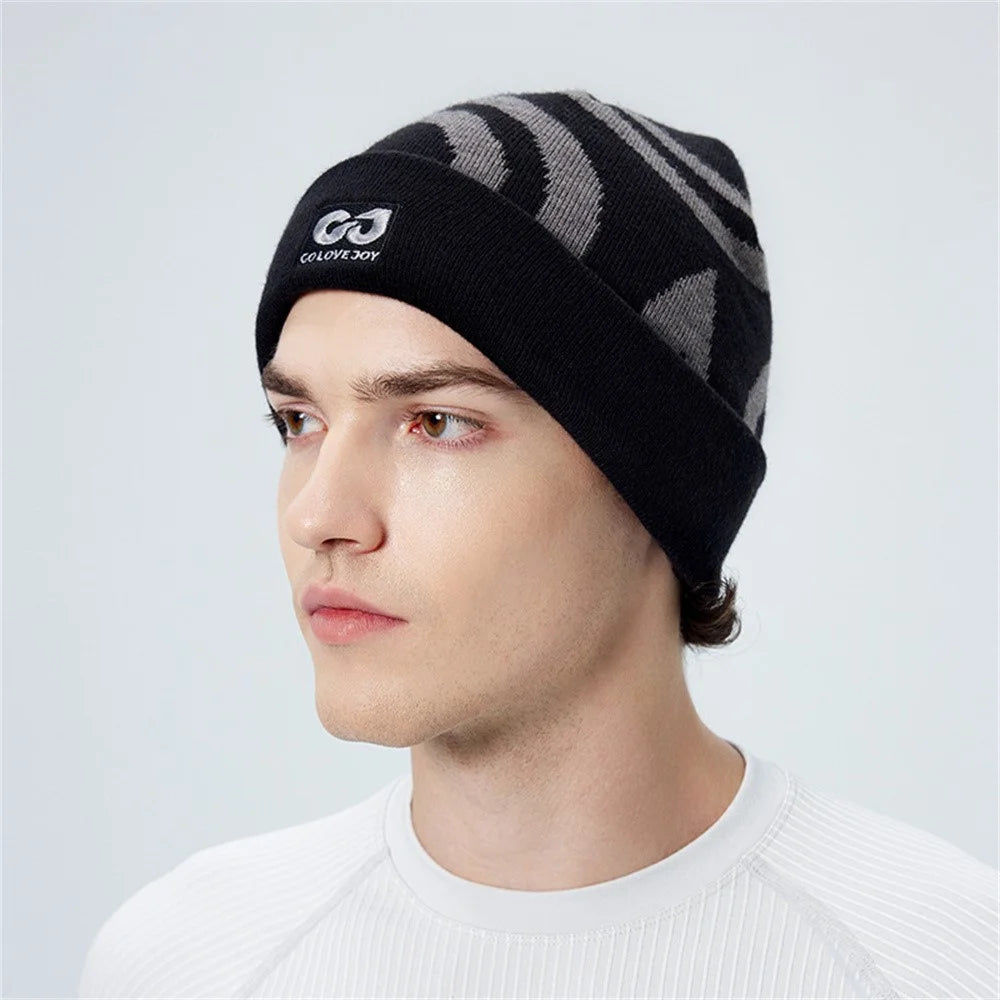 GOLOVEJOY DMZ113 Autumn Winter Ski Hat Ear Protection Beanie Cap for Skiing Cycling Hiking - Black - 2