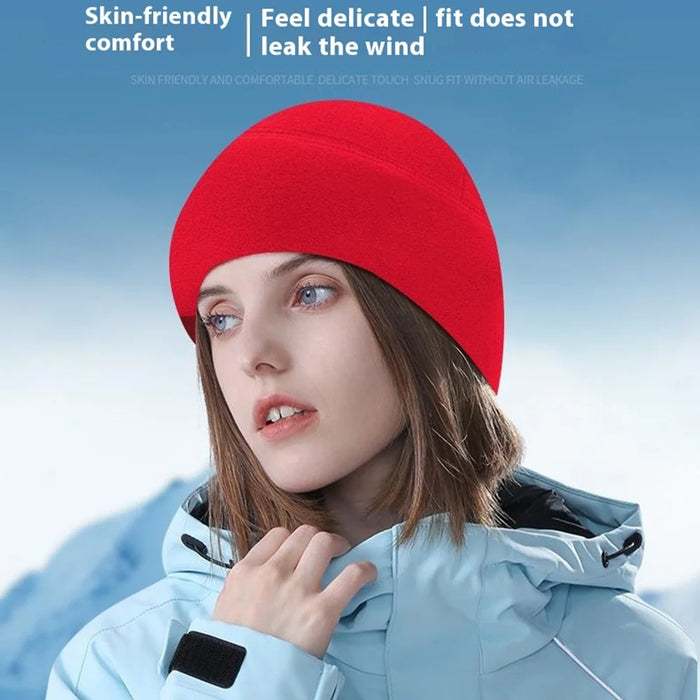 Winter Windproof Polar Fleece Beanie Hat Ear Protection Helmet Liner Cap for Motorcycle Riding - Black - 2