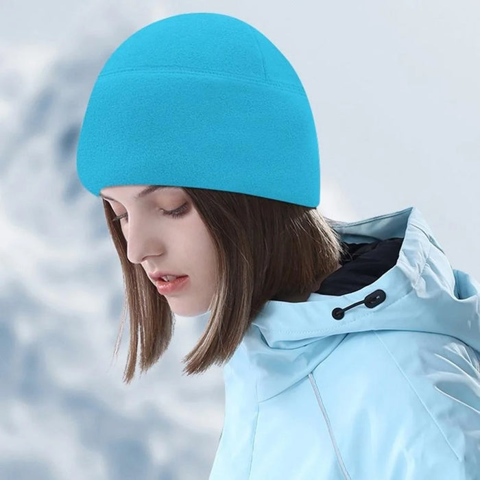 Winter Windproof Polar Fleece Beanie Hat Ear Protection Helmet Liner Cap for Motorcycle Riding - Black - 3