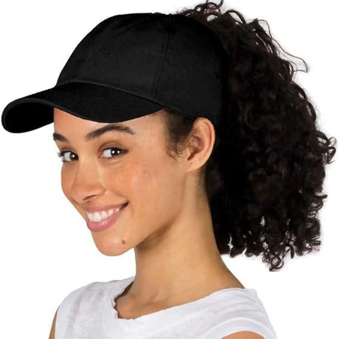 Fashion Adult Magnetic Ponytail Holder Baseball Cap Moisture Wicking Sports Sun Hat for Hiking Golf - Navy Blue - 4